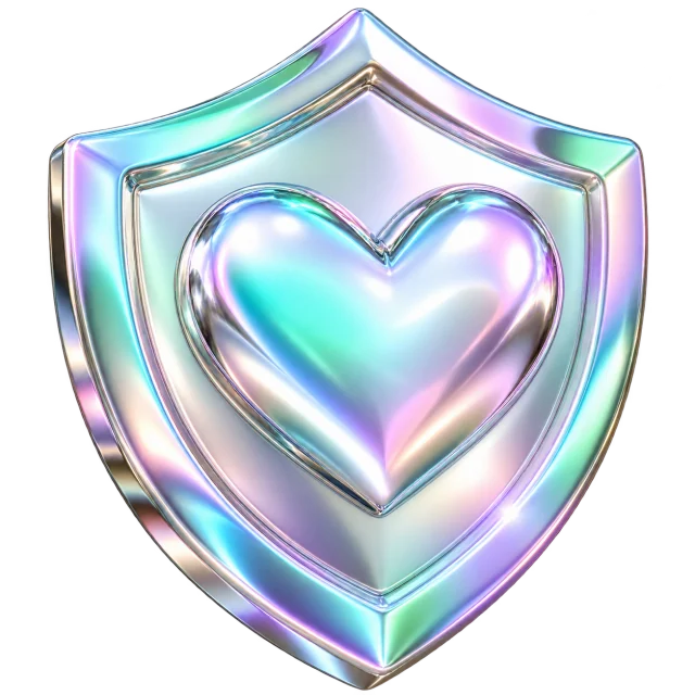 Escudo con corazón 3D de garantía de satisfacción